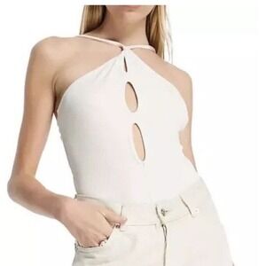 Topshop Cutout Bodysuit in Ecru Medium 8-10 Women's Festival Indie Boho Earthy